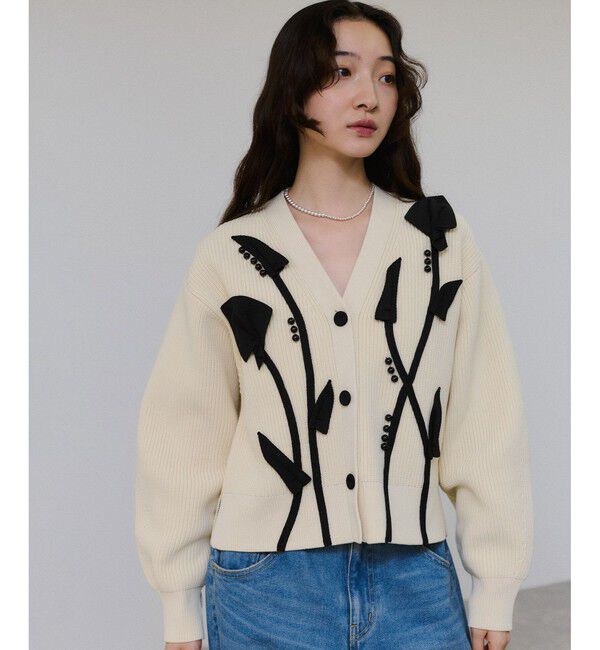 ADAM ET ROPE'「【サステナブル】3Dモチーフカーディガン」|カーディガン|