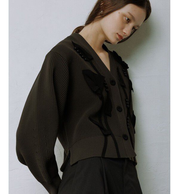 ADAM ET ROPE'「【サステナブル】3Dモチーフカーディガン」|カーディガン|