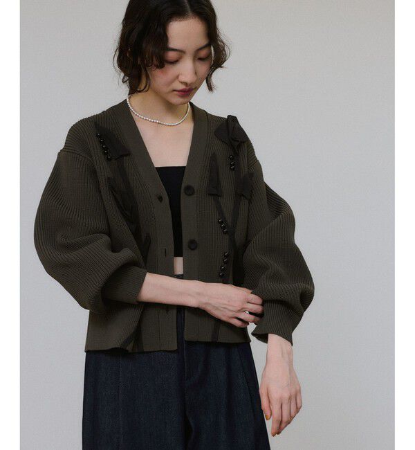 ADAM ET ROPE'「【サステナブル】3Dモチーフカーディガン」|カーディガン|