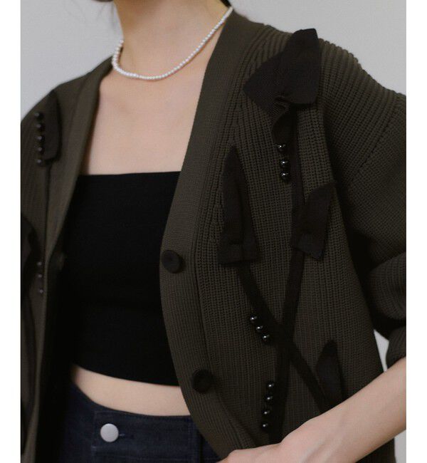 ADAM ET ROPE'「【サステナブル】3Dモチーフカーディガン」|カーディガン|