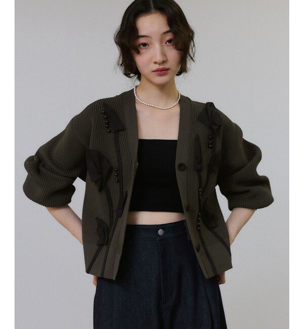 ADAM ET ROPE'「【サステナブル】3Dモチーフカーディガン」|カーディガン|