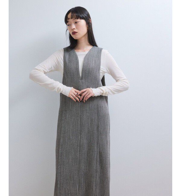 ADAM ET ROPE'「【WEB限定】ストレートセミツイードワンピース」|ワンピース|ブラック系(02)