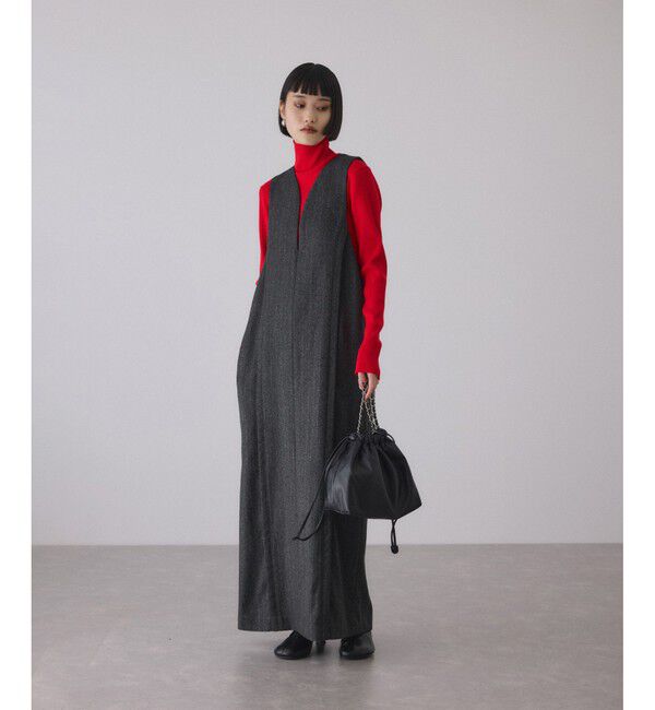 ADAM ET ROPE'「【WEB限定】ストレートセミツイードワンピース」|ワンピース|チャコール(06)