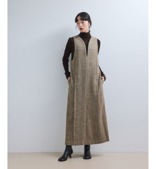 ADAM ET ROPE'「【WEB限定】ストレートセミツイードワンピース」|ワンピース|