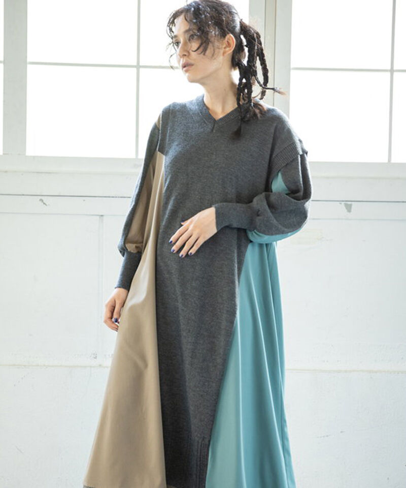  「切替ニットワンピース」|ワンピース|CHARCOAL
