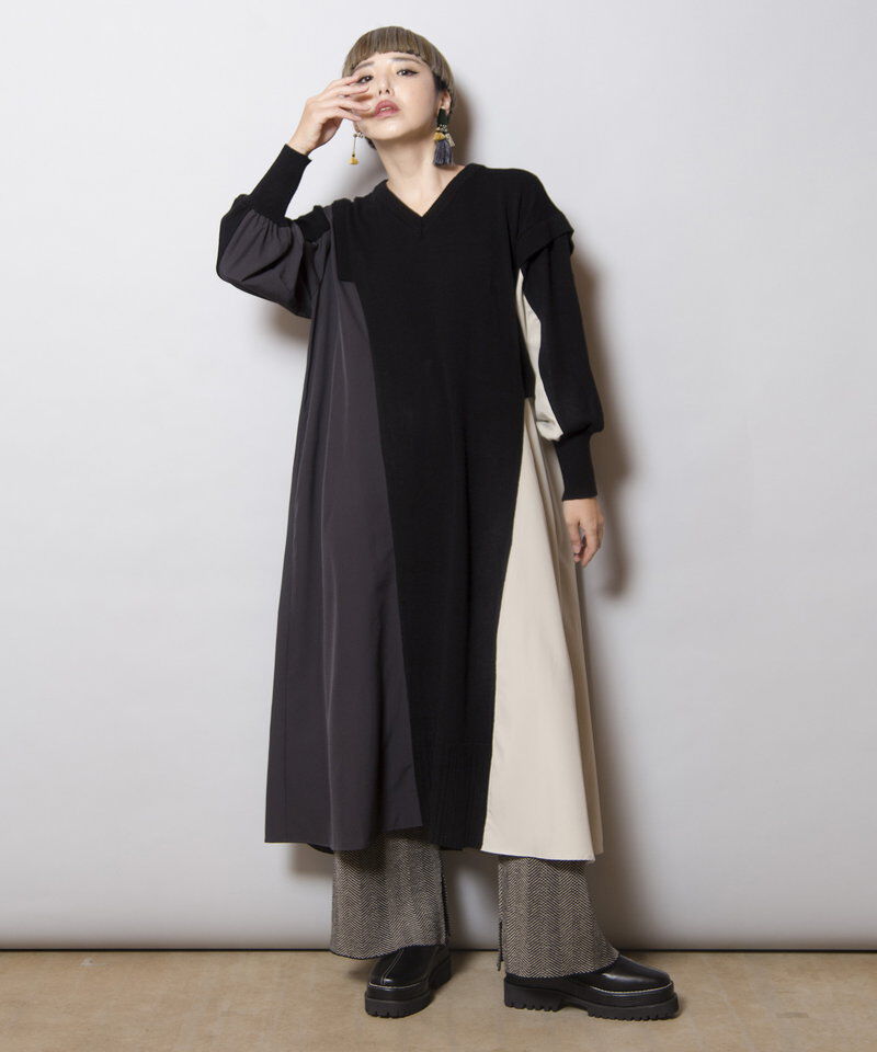  「切替ニットワンピース」|ワンピース|