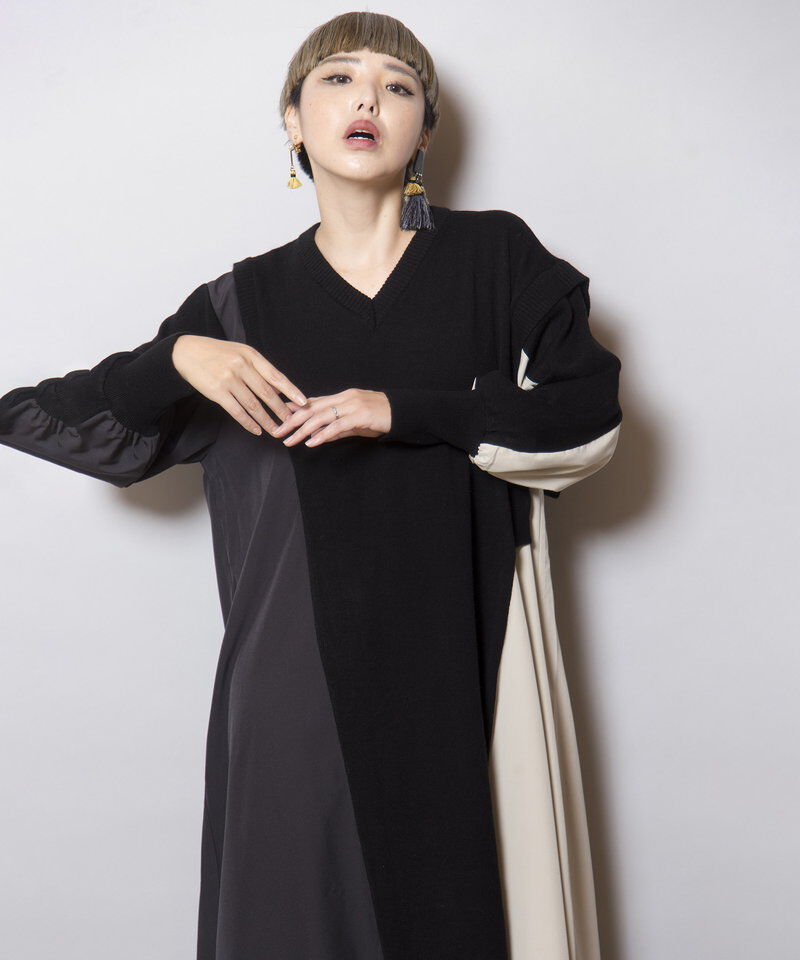  「切替ニットワンピース」|ワンピース|