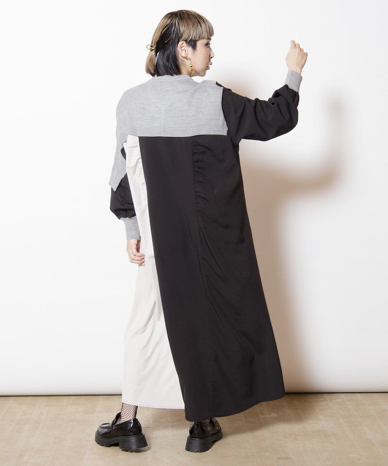  「切替配色ニットワンピース」|ワンピース|