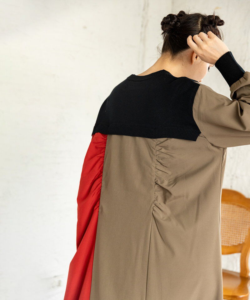  「切替配色ニットワンピース」|ワンピース|