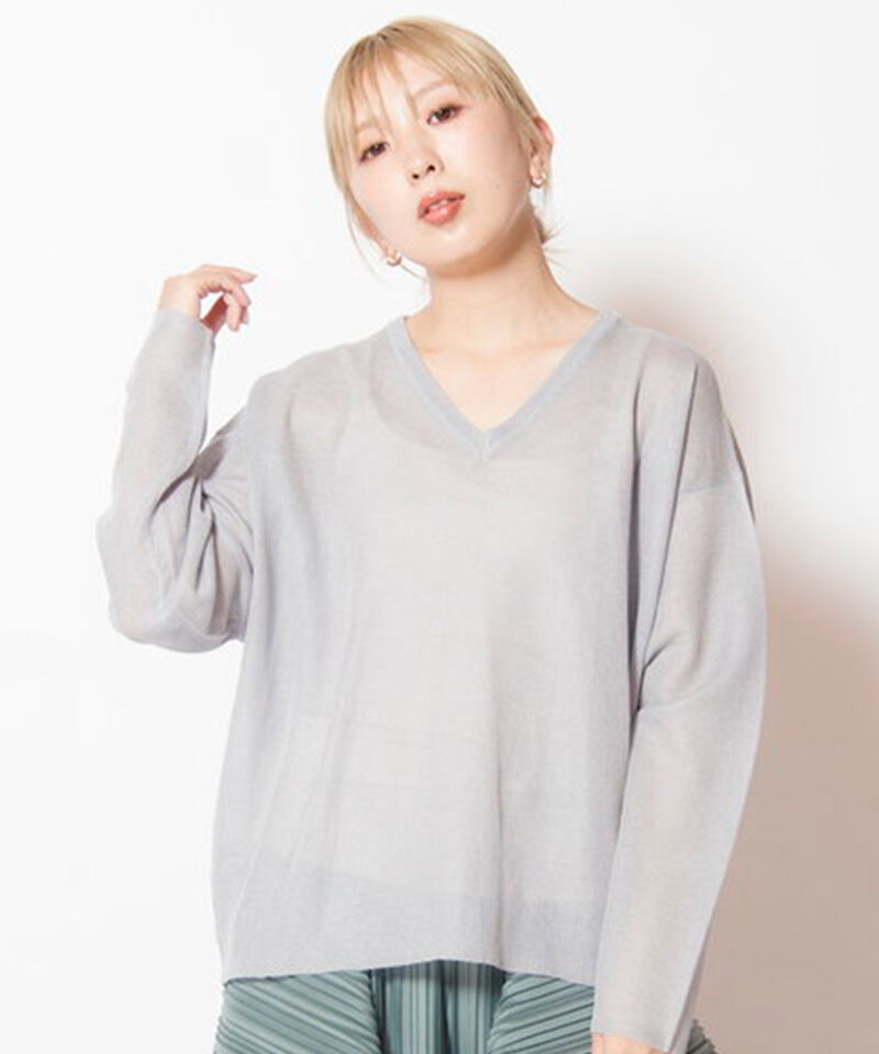  「シアーバックタックニットプルオーバー」|ニット・セーター|L .GRAY