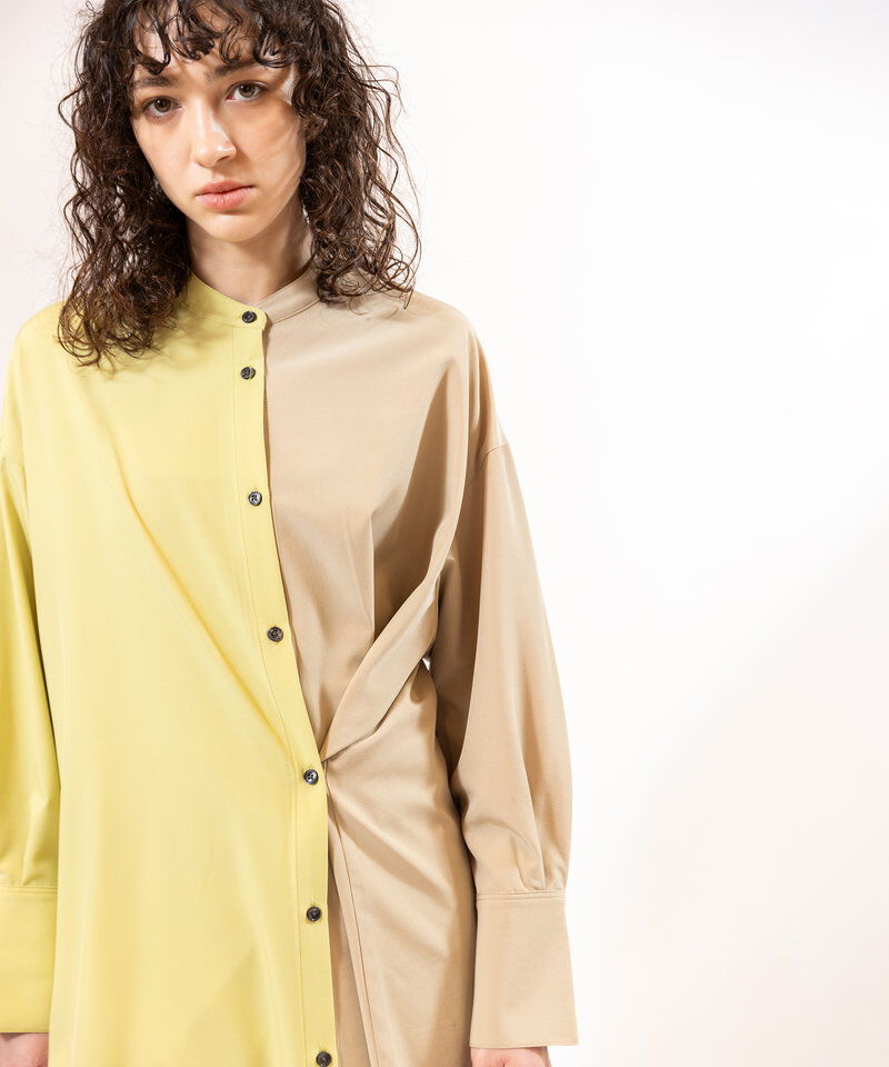  「バイカラーボタンアレンジワンピース」|ワンピース|