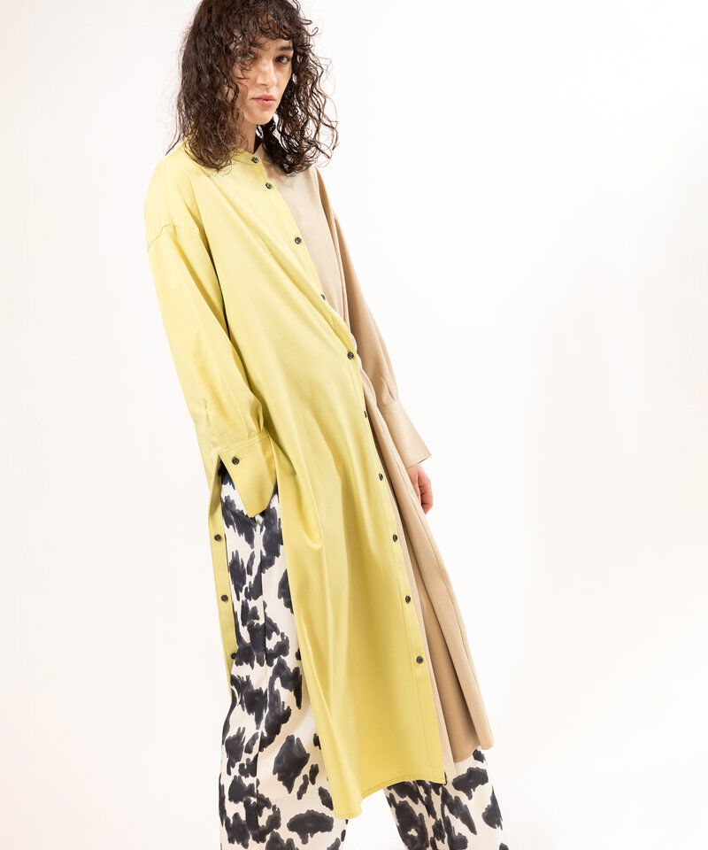  「バイカラーボタンアレンジワンピース」|ワンピース|