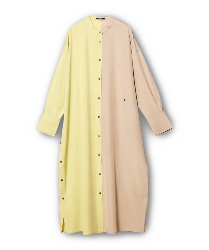  「バイカラーボタンアレンジワンピース」|ワンピース|