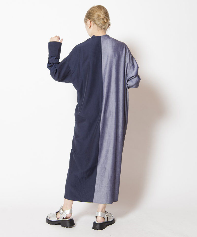  「バイカラーボタンアレンジワンピース」|ワンピース|