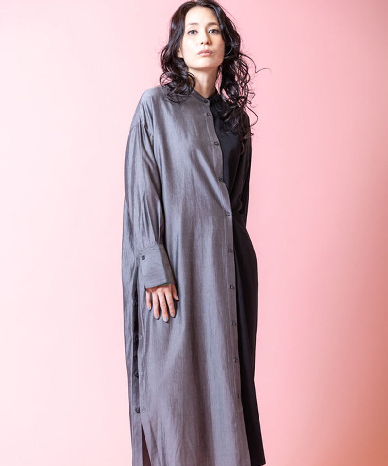  「バイカラーボタンアレンジワンピース」|ワンピース|BLACK