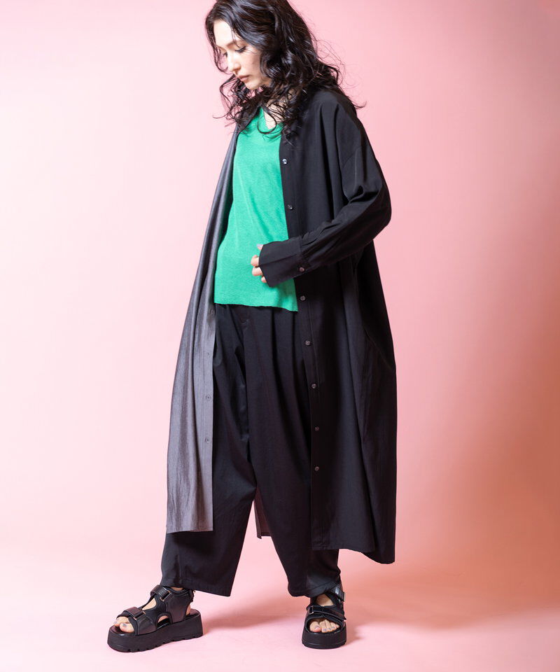  「バイカラーボタンアレンジワンピース」|ワンピース|