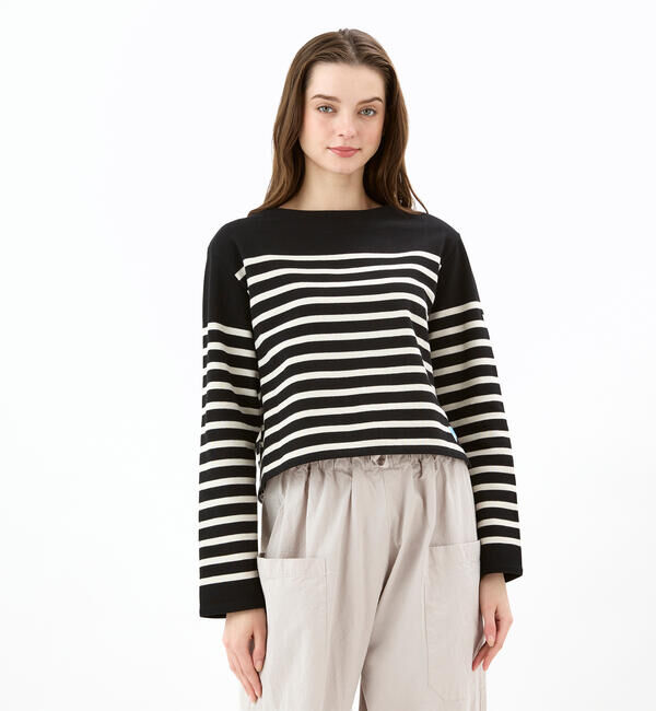 ORCIVAL「ORCIVAL | ラッセル ボートネッククロップドTシャツ WOMEN」|Tシャツ・カットソー|BLACK系1