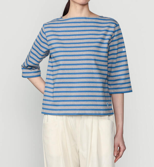 ORCIVAL「ORCIVAL | コットンロード ショートスリーブ ボートネックバスクシャツ WOMEN」|Tシャツ・カットソー|BLUE系2