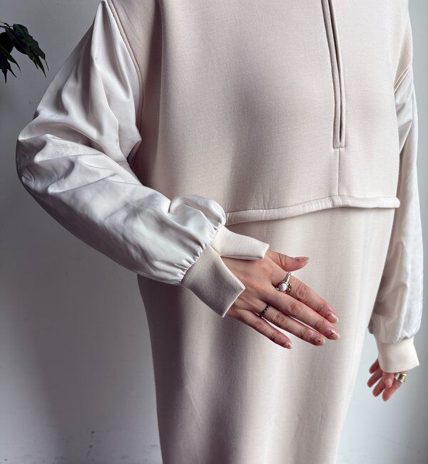  「袖異素材切替ダンボールワンピース」|ワンピース|