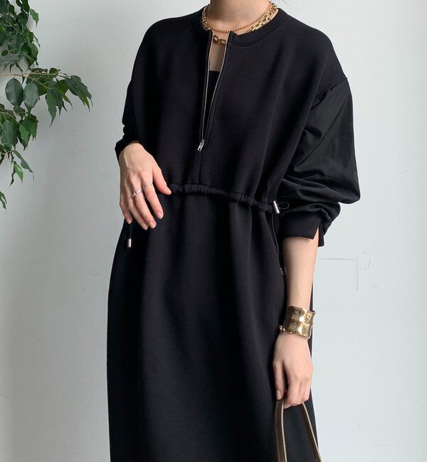  「袖異素材切替ダンボールワンピース」|ワンピース|