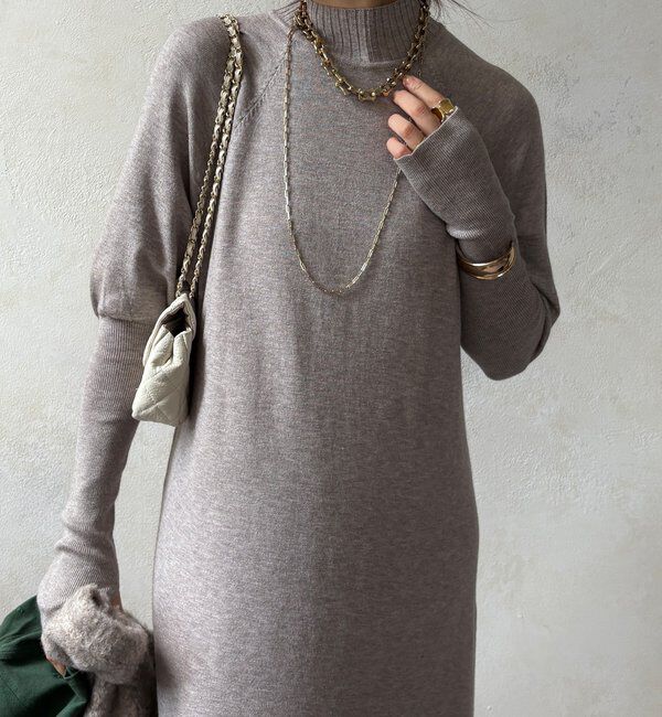  「【WEB限定】ニットカーデ＋ニットワンピースセット」|ワンピース|