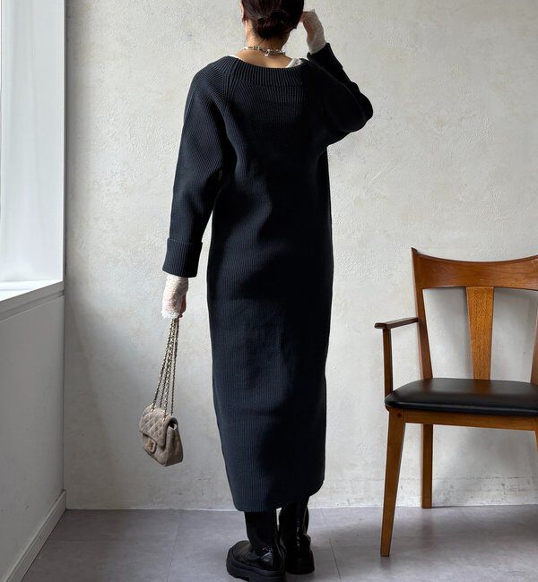  「【WEB限定】ジップニットワンピース」|ワンピース|