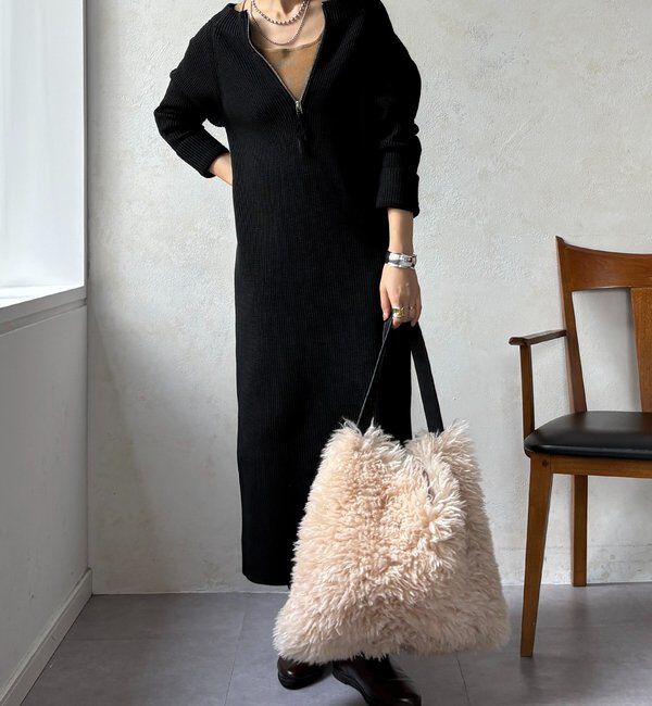  「【WEB限定】ジップニットワンピース」|ワンピース|