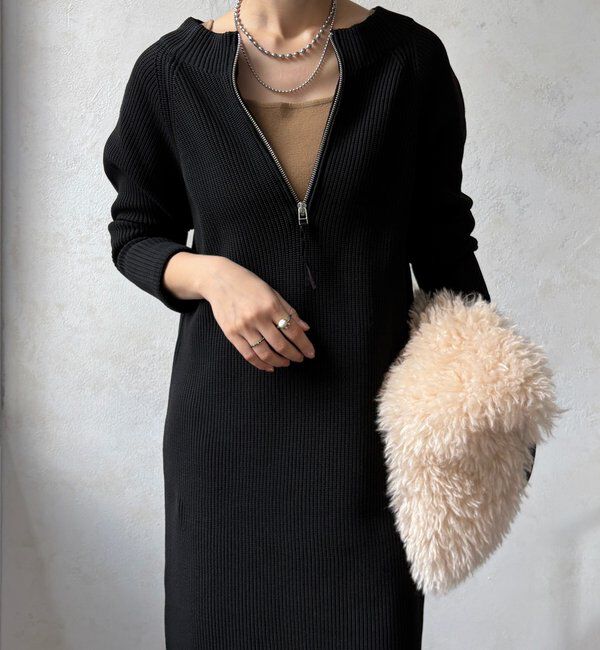  「【WEB限定】ジップニットワンピース」|ワンピース|