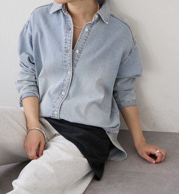  「【MONN.:.(モン)】クリアデニムシャツ」|シャツ・ブラウス|サックスブルー