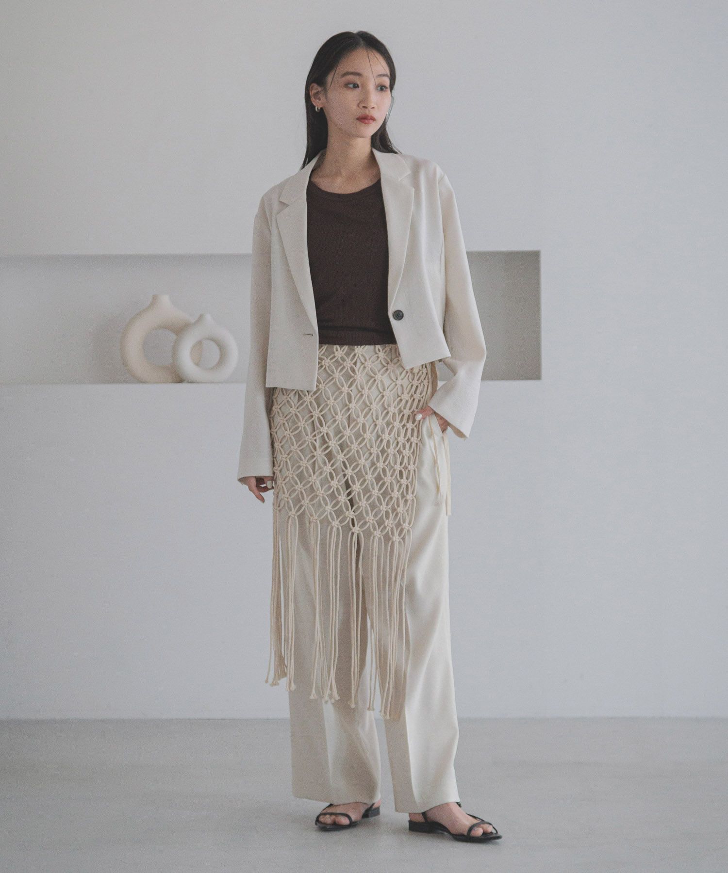 LOWRYS FARM「ホップサックワイドパンツ」|チノ|