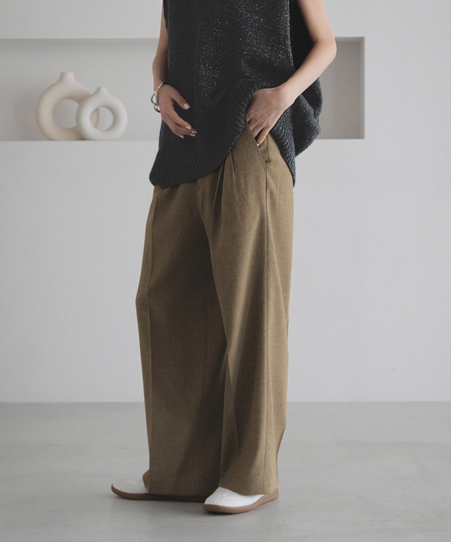 LOWRYS FARM「ホップサックワイドパンツ」|チノ|BRN5