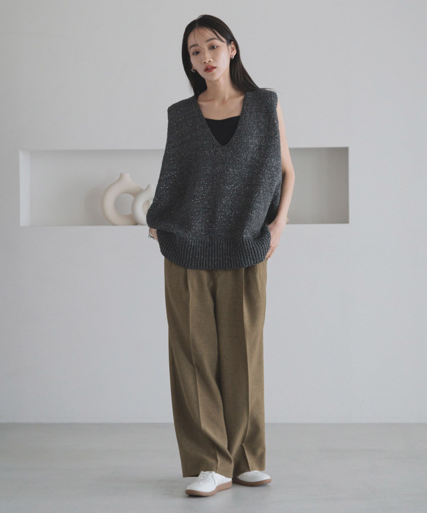 LOWRYS FARM「ホップサックワイドパンツ」|チノ|