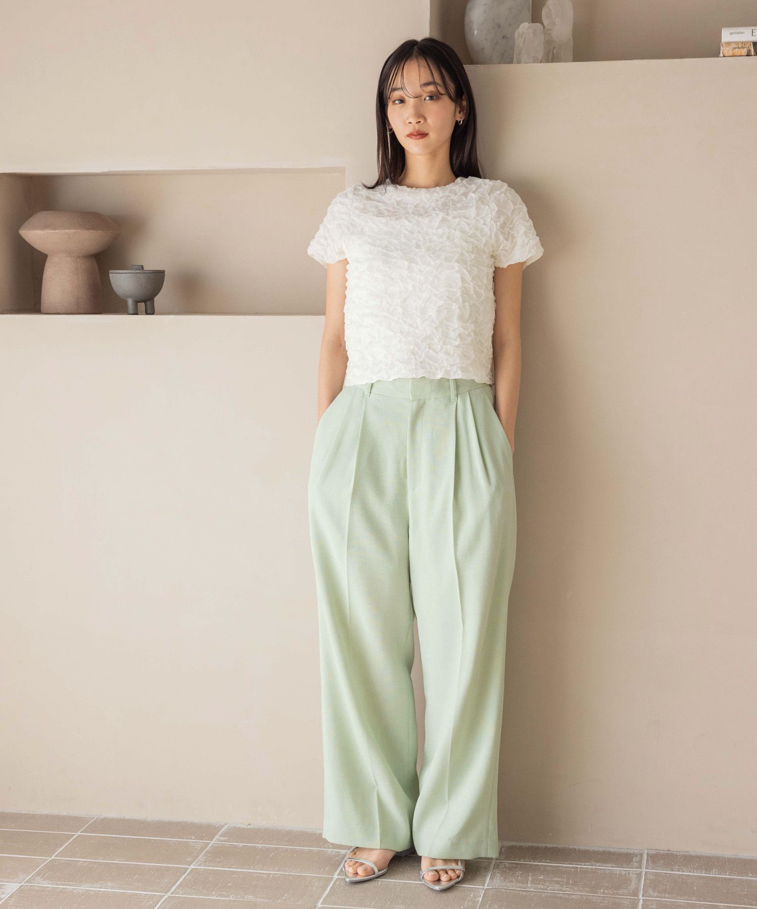 LOWRYS FARM「ホップサックワイドパンツ」|チノ|