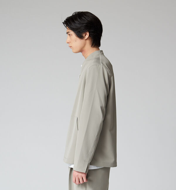 ABAHOUSE「【セットアップ対応】ストレッチ ノーカラー Vネック オーバーサイズ シャツジャ」|シャツ・ブラウス|