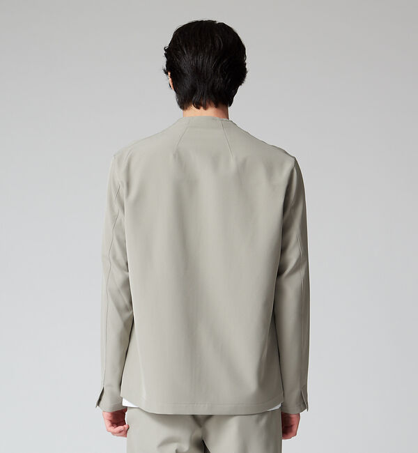 ABAHOUSE「【セットアップ対応】ストレッチ ノーカラー Vネック オーバーサイズ シャツジャ」|シャツ・ブラウス|