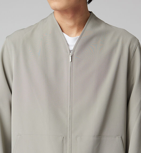 ABAHOUSE「【セットアップ対応】ストレッチ ノーカラー Vネック オーバーサイズ シャツジャ」|シャツ・ブラウス|