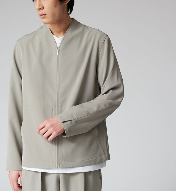 ABAHOUSE「【セットアップ対応】ストレッチ ノーカラー Vネック オーバーサイズ シャツジャ」|シャツ・ブラウス|