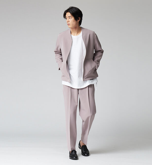 ABAHOUSE「【セットアップ対応】ストレッチ ノーカラー Vネック オーバーサイズ シャツジャ」|シャツ・ブラウス|