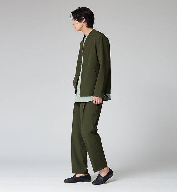 ABAHOUSE「【セットアップ対応】ストレッチ ノーカラー Vネック オーバーサイズ シャツジャ」|シャツ・ブラウス|