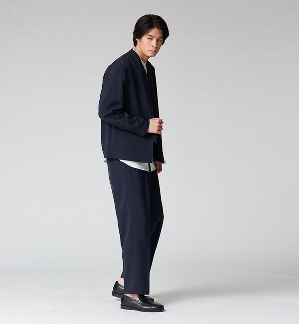 ABAHOUSE「【セットアップ対応】ストレッチ ノーカラー Vネック オーバーサイズ シャツジャ」|シャツ・ブラウス|