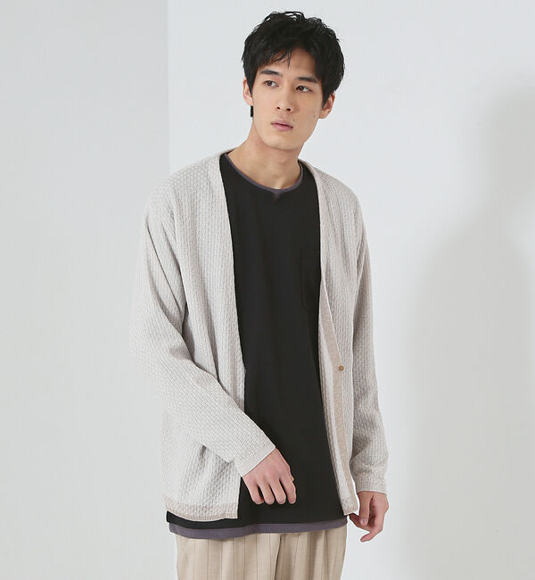 ABAHOUSE「格子柄 ワンボタン カーディガン」|カーディガン|