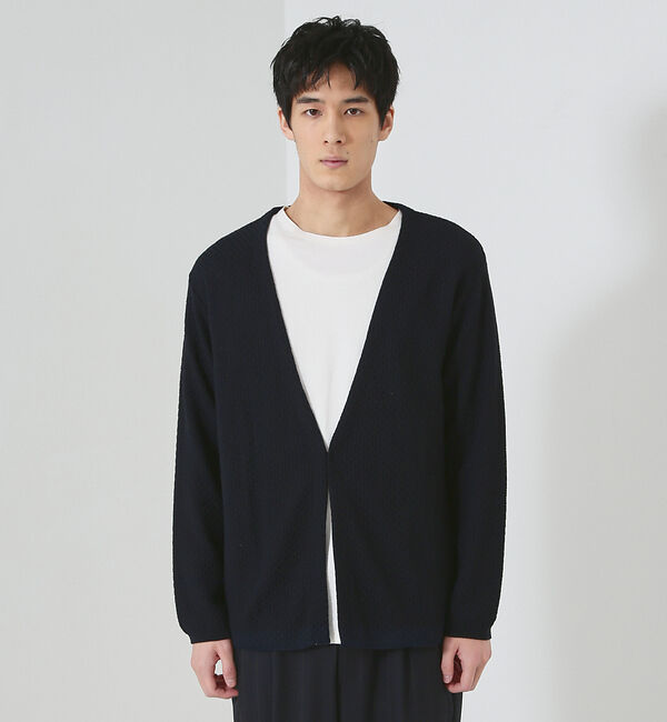 ABAHOUSE「格子柄 ワンボタン カーディガン」|カーディガン|