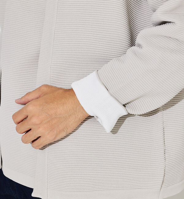 ABAHOUSE「【ウォッシャブル】リップルボーダー ボタンレス ニット カーディガン」|カーディガン|