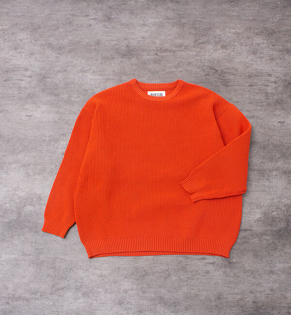 ABAHOUSE「ルーズ シルエット ポリ ハイゲージ クルーネック ニット」|ニット・セーター|オレンジ
