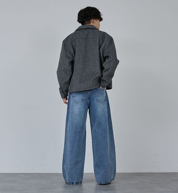 ABAHOUSE「【AH ABAHOUSE】クロップド ダブルジップアップ シャギーブルゾン」|ブルゾン・スタジャン|