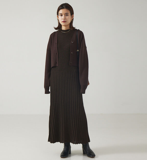 Rouge vif「ワイドリブニットワンピース」|ワンピース|ブラウン