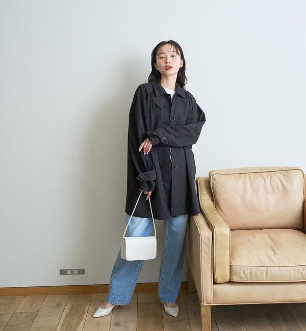 Rouge vif「ピーチ加工ステンカラーハーフコート」|ステンカラーコート|