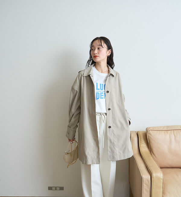 Rouge vif「ピーチ加工ステンカラーハーフコート」|ステンカラーコート|