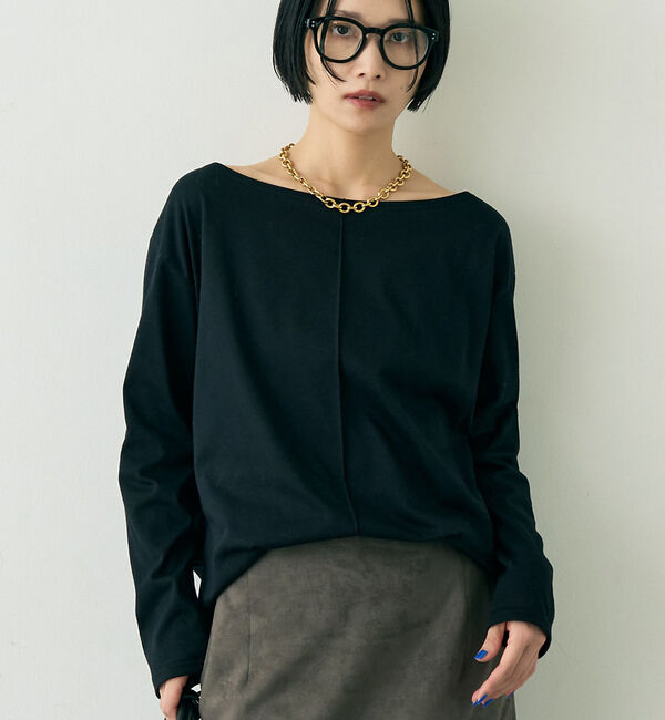 Rouge vif「綿ポリ天竺万能カットプルオーバー」|Tシャツ・カットソー|ブラック