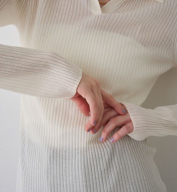 Rouge vif「防縮Wシアーポロリブニット」|ニット・セーター|